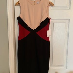 Black, red, blush color block Calvin Klein Dress